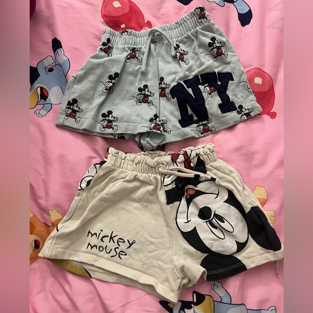 Zara Disney Mickey Mouse girls shorts set of 2 size 7